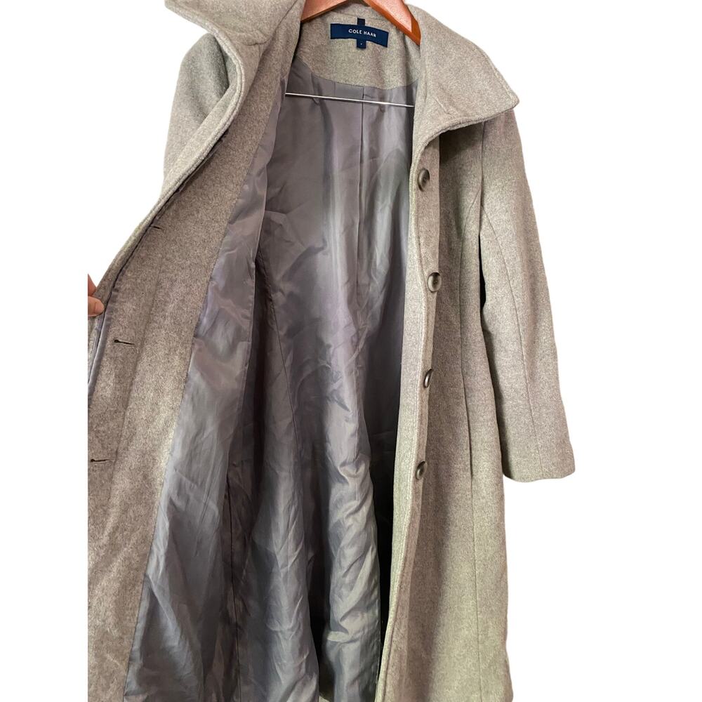 NWOT Cole Haan Women's Minimal Wool Blend Car Coat US 2 Light Gray Long Winter - Picture 12 of 13